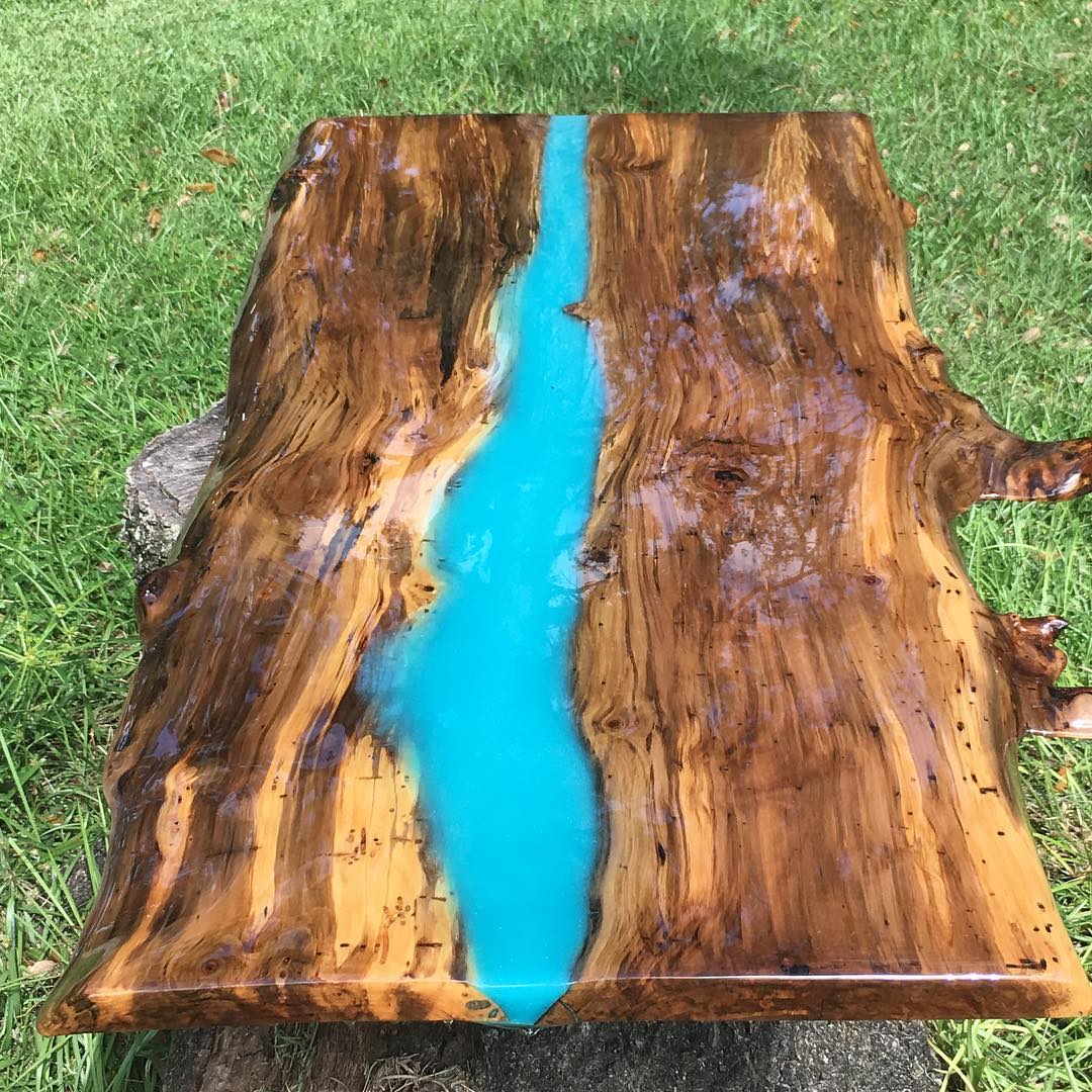 Spalted Wood, Sweetgum with Blue River