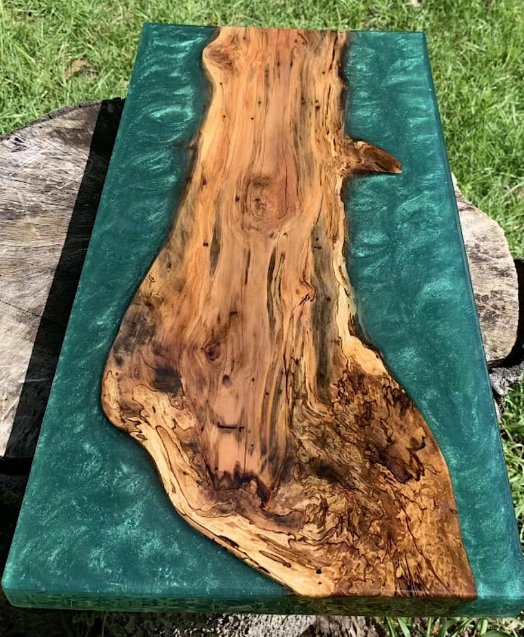 Spalted Wood Sweetgum with Green Epoxy