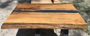 Spalted Magnolia tabletop with Blue Epoxy Resin