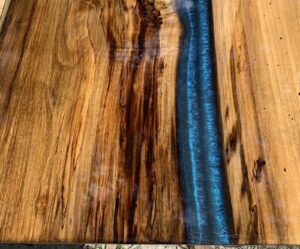 Spalted Magnolia tabletop with Blue Epoxy Resin