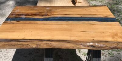 Spalted Magnolia tabletop with Blue Epoxy Resin