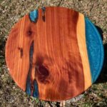 Cedar Tabletop with Blue Epoxy Resin
