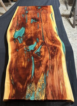 Spalted Juniper and Okinawa Blue Coffee/Bar Top