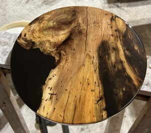 Spalted Sweetgum & Black Epoxy Resin, 18" Round TABLETOP