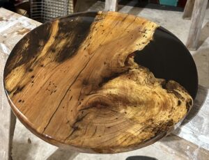 Spalted Sweetgum & Black Epoxy Resin, 18" Round TABLETOP