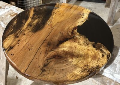 Spalted Sweetgum & Black Epoxy Resin, 18" Round TABLETOP