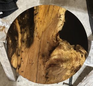 Spalted Sweetgum & Black Epoxy Resin, 18" Round TABLETOP