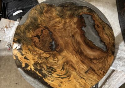 23" Tabletop made with Spalted Sweetgum and Eye Candy's Shadow Grey Epoxy Pigment