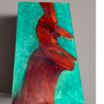 Red Cedar w/Okinawa Blue Epxoy, Small Side Tabletop/Art Piece